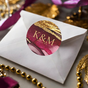 Abstract Sparkling Wedding Wine Red ID1018 Classic Round Sticker