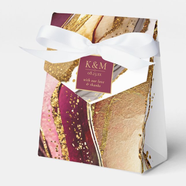 Abstract Sparkling Wedding Wine Red ID1018 Favour Box (Front Side)