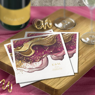 Abstract Sparkling Wedding Wine Red ID1018 Napkin