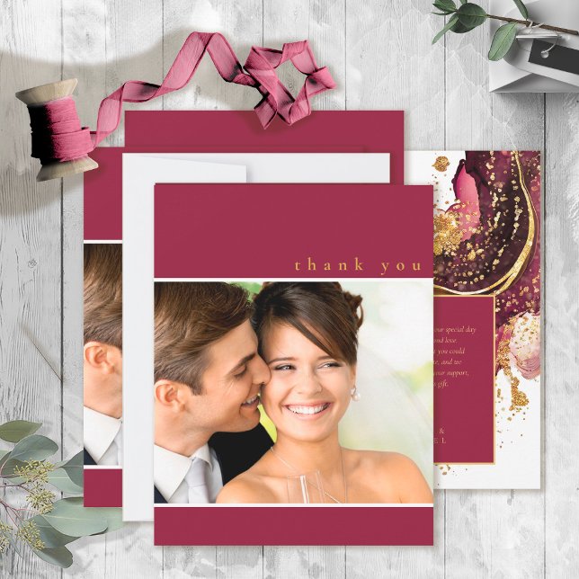 Abstract Sparkling Wedding Wine Red ID1018 Thank You Card (Creator Uploaded)