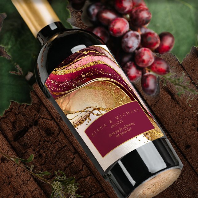 Abstract Sparkling Wedding Wine Red ID1018 Wine Label (Creator Uploaded)