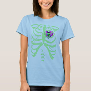 abstract sparrow heart  mint green rib cage T-Shirt