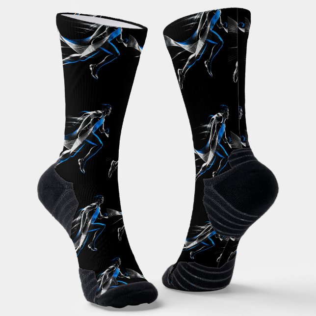 Abstract Speed Runner Athletic Motion Art Design Socks (Angled)