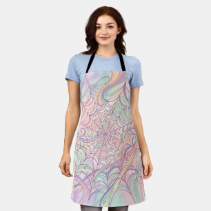 Abstract Spider Web Lace Pastel Ink Apron