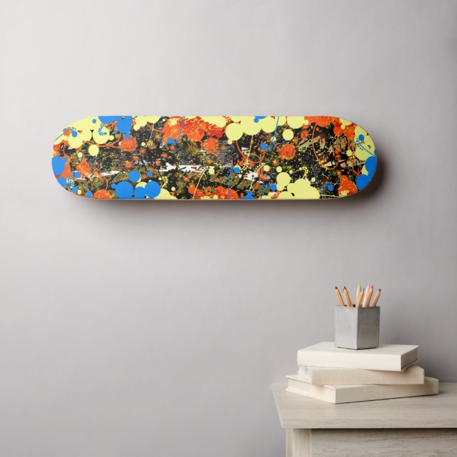 Abstract Spilled Paint Splats and Drips Skateboard (Wall Art (Horz))