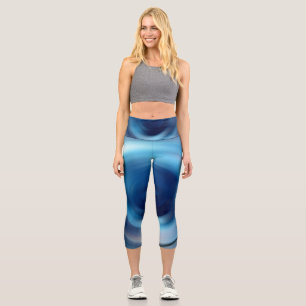 Abstract Spiral Blue Gradient Digital Art Capri Leggings