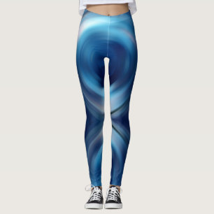 Abstract Spiral Blue Gradient Digital Art Leggings