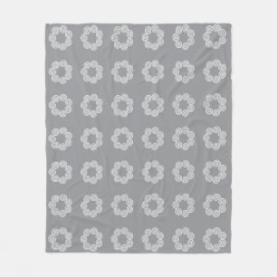Abstract Spiral Circle Pattern on Gray Fleece Blanket