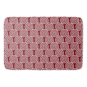 Abstract Spiral Circles in Burgundy & White Bath M Bath Mat