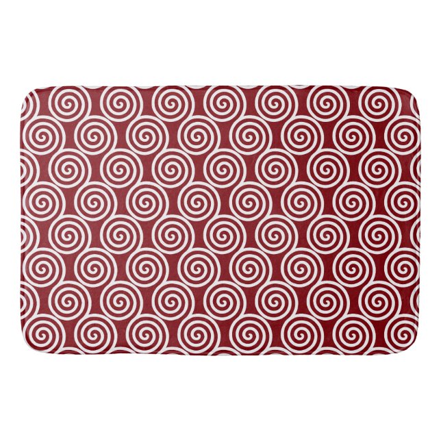 Abstract Spiral Circles in Burgundy & White Bath M Mat (Front)