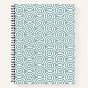 Abstract Spiral Circles in Silvery Blue & White Notebook
