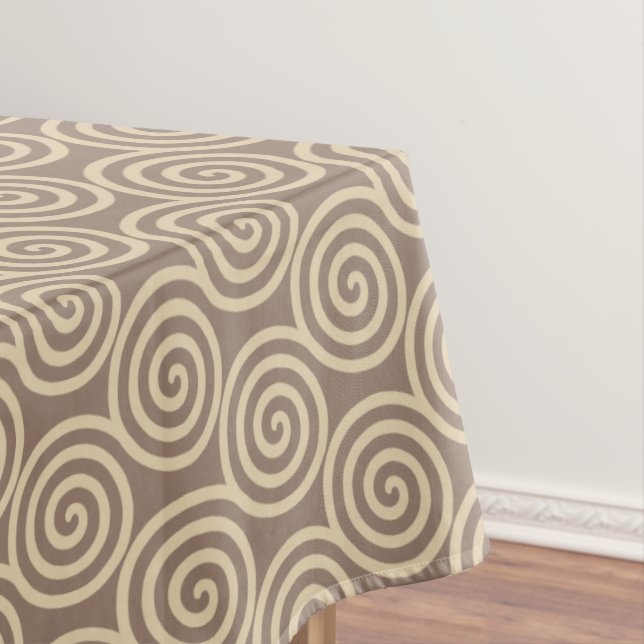 Abstract Spiral Circles on Beige Tablecloth (In Situ)