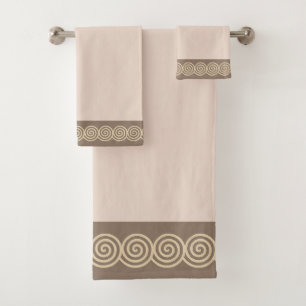 Abstract Spiral Circles on Light Beige Shades Bath Towel Set