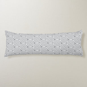 Abstract Spiral Circles on Quick Silver Grey Body Cushion