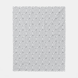 Abstract Spiral Circles on Quick Silver Grey Fleece Blanket