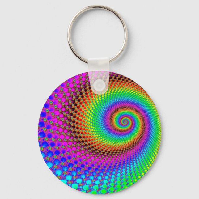 Abstract Spiral Fractal Key Ring (Front)