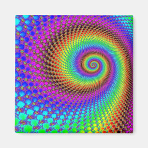 Abstract Spiral Fractal - neon colored Magnet