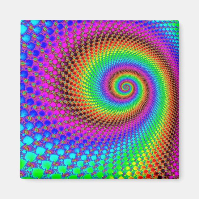 Abstract Spiral Fractal - neon colored Magnet (Front)
