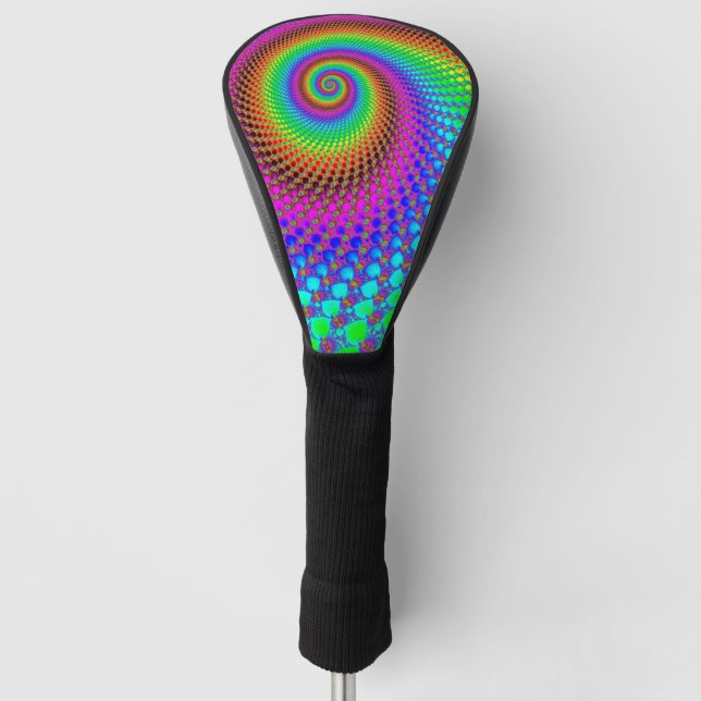 Abstract Spiral Fractal - neon coloured Golf Head Cover (Front)