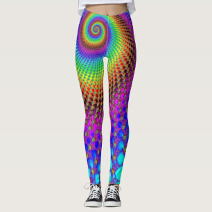 Abstract Spiral Fractal - neon coloured Leggings