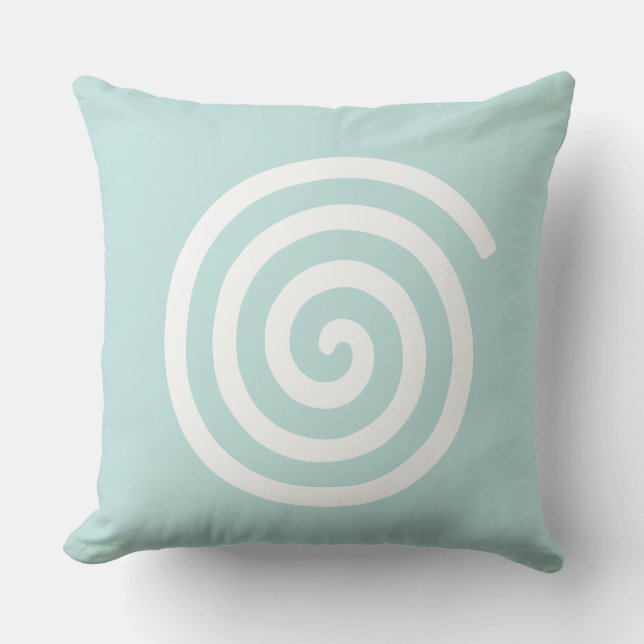Abstract Spiral in Light Blue & White Cushion (Front)