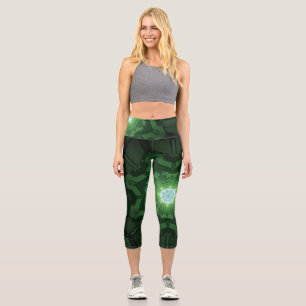 Abstract spiral neon lighting image capri leggings