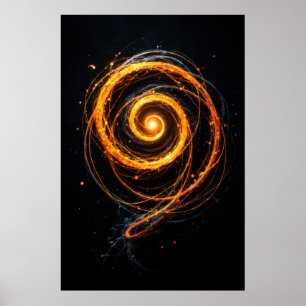 Abstract Spiral of Light Energy on Black  Poster