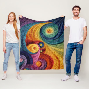Abstract Spiral Pattern Colourful 3D Swirl Texture Fleece Blanket