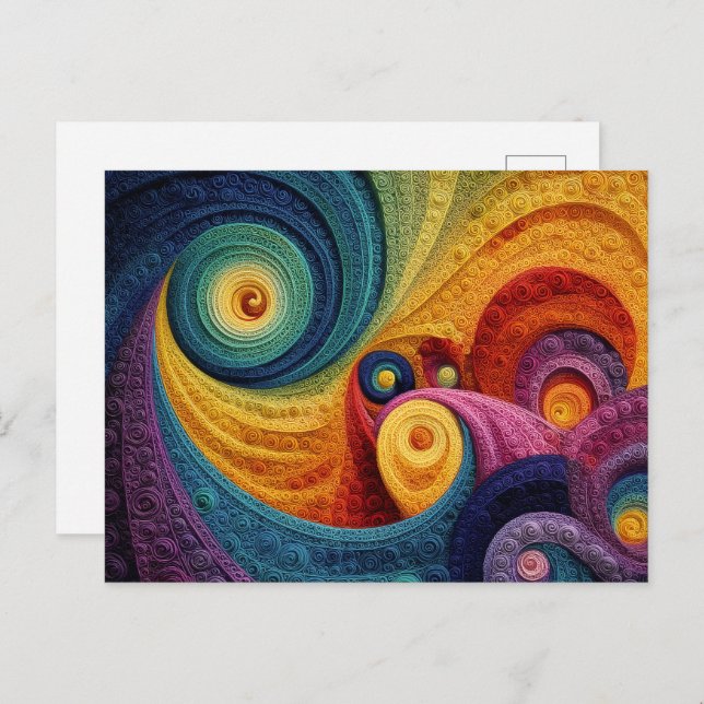Abstract Spiral Pattern Colourful 3D Swirl Texture Postcard (Front/Back)
