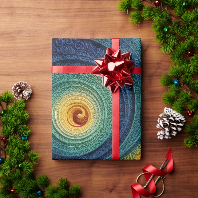 Abstract Spiral Pattern Colourful 3D Swirl Texture Wrapping Paper (Holiday Gift)
