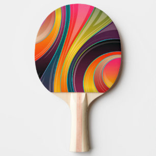 Abstract spiral rainbow colourful design ping pong paddle