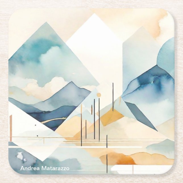 Abstract Spirit Square Paper Coaster (Front)