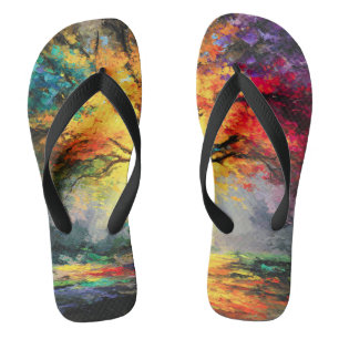 Abstract Spiritual Nature Tree of Life Jandals