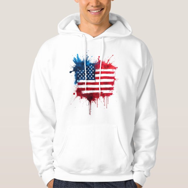 Abstract Splash American Flag Hoodie (Front)