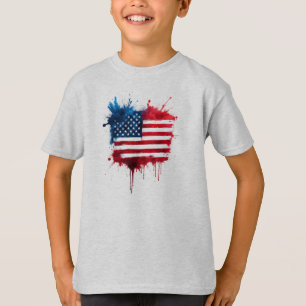 Abstract Splash American Flag T-Shirt
