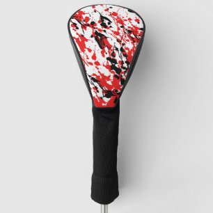 Abstract Splash and Drip Red and Black Golf Head Cover