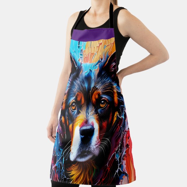 Abstract splash colour dog  apron (Insitu)