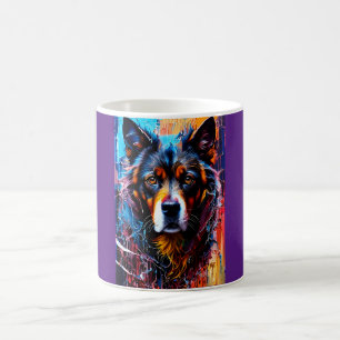 Abstract splash colour dog coffee mug