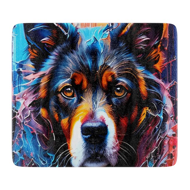 Abstract splash colour dog   cutting board (Front)