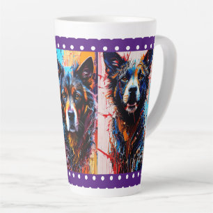 Abstract splash colour dog latte mug
