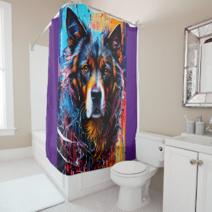 Abstract splash colour dog shower curtain