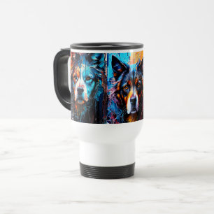 Abstract splash colour dog travel mug