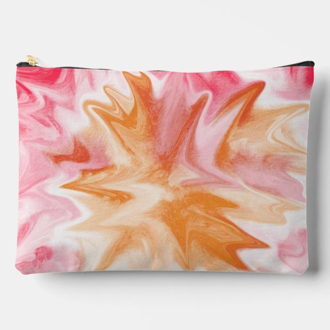 Abstract Splash Orange, Red and Pink Accessory Pouch (Front)