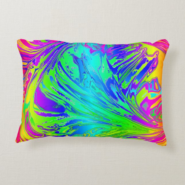 Abstract Splashing Rainbow Liquid Decorative Cushion (Back)