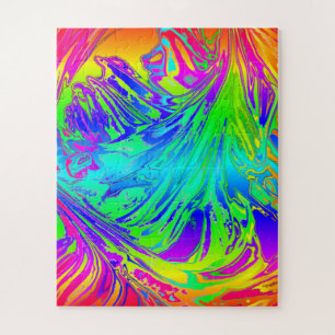 Abstract Splashing Rainbow Liquid Jigsaw Puzzle