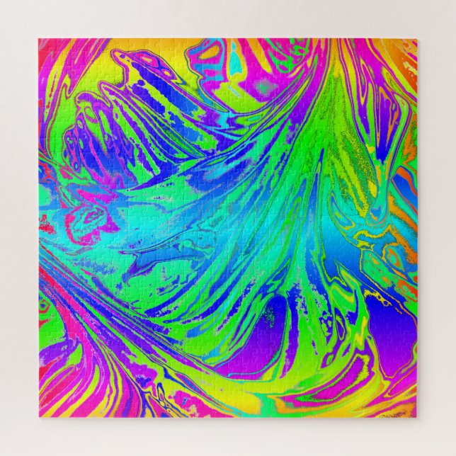 Abstract Splashing Rainbow Liquid Jigsaw Puzzle (Vertical)