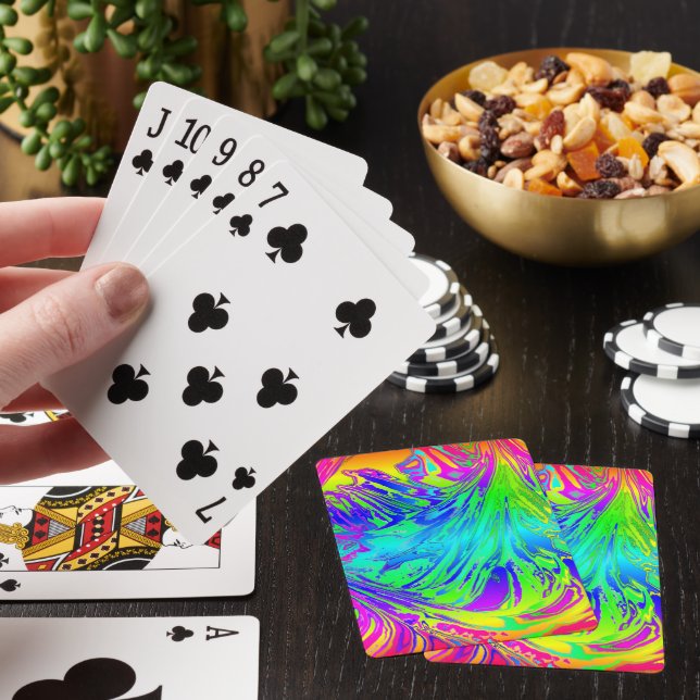 Abstract Splashing Rainbow Liquid Playing Cards (In Situ)