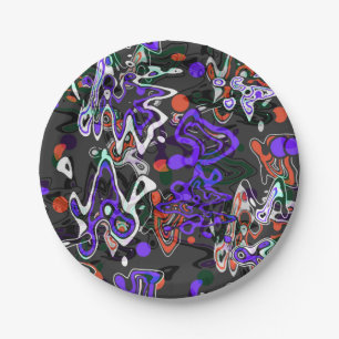 Abstract splatter brush modern stylishly fashionab paper plate