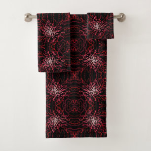 Abstract Splatter Dots Of Pinks And Reds Pattern Bath Towel Set