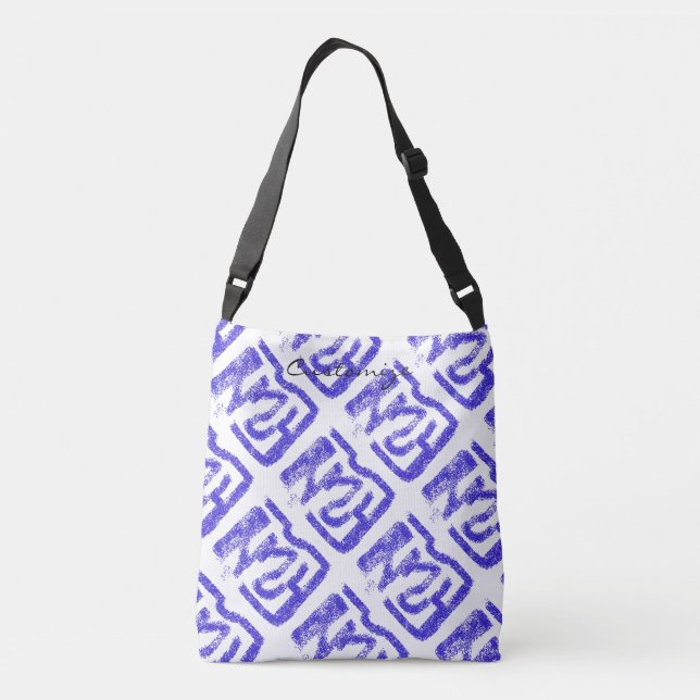 abstract sprayed blue  Thunder_Cove Crossbody Bag (Back)